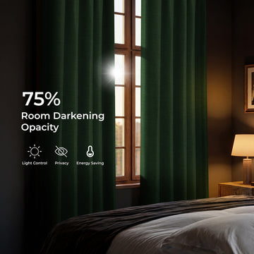 Pine Forest Bellino Textured Faux Linen Room Darkening Curtain