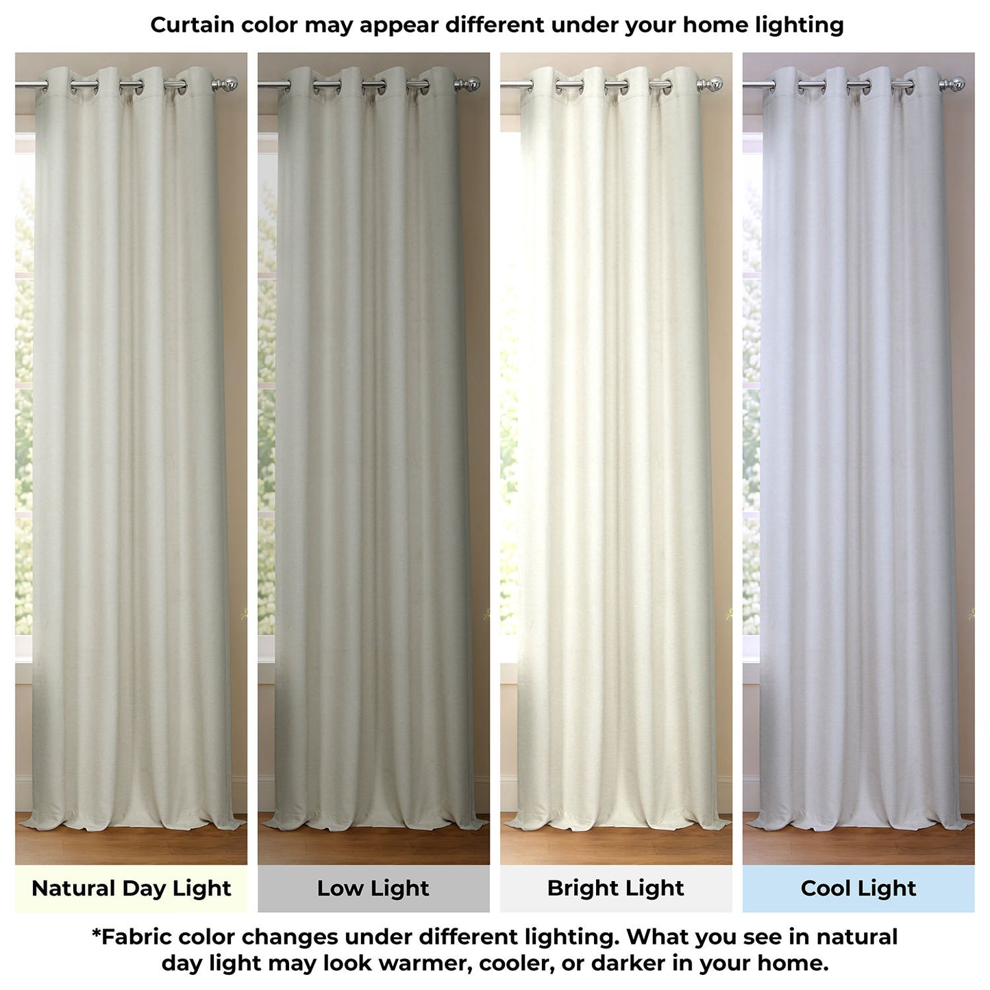 Oat Cream Grommet Bellino Textured Faux Linen Room Darkening Curtain