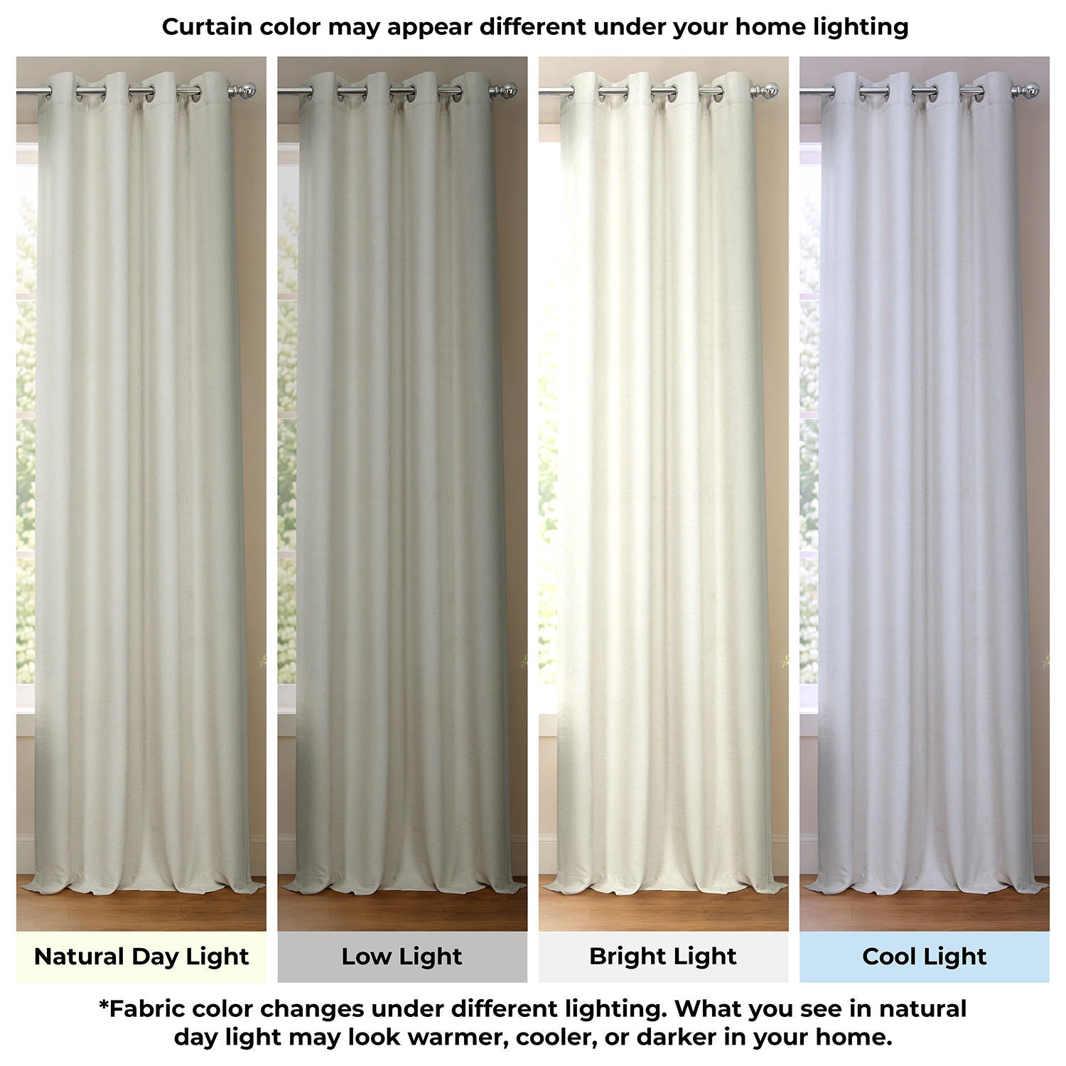 Oat Cream Grommet Bellino Textured Faux Linen Room Darkening Curtain