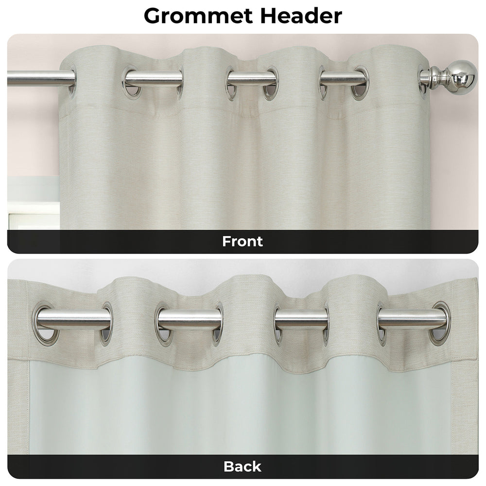 Oat Cream Grommet Bellino Textured Faux Linen Room Darkening Curtain