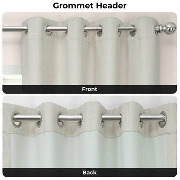 Oat Cream Grommet Bellino Textured Faux Linen Room Darkening Curtain