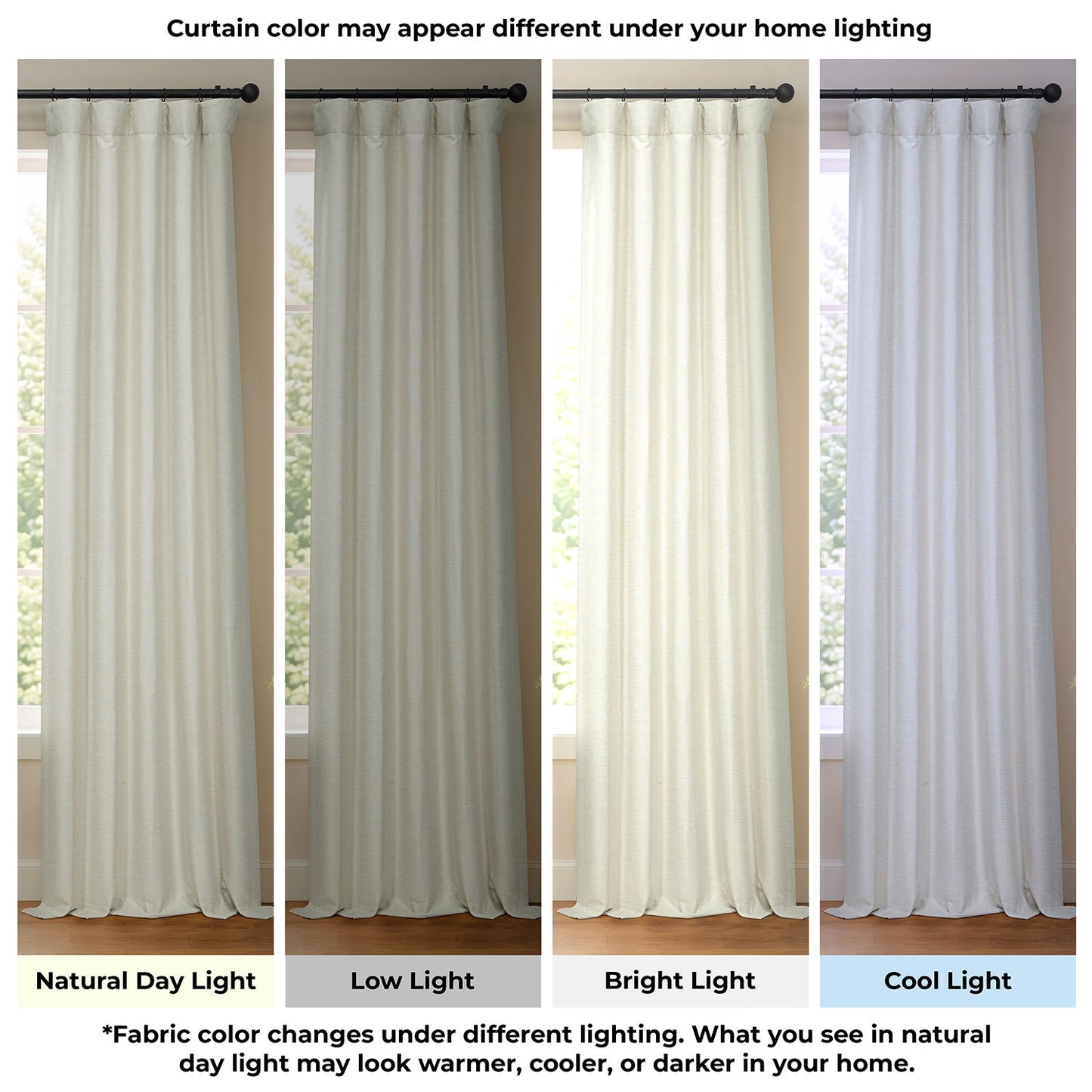 Oat Cream Bellino Textured Faux Linen Room Darkening Curtain