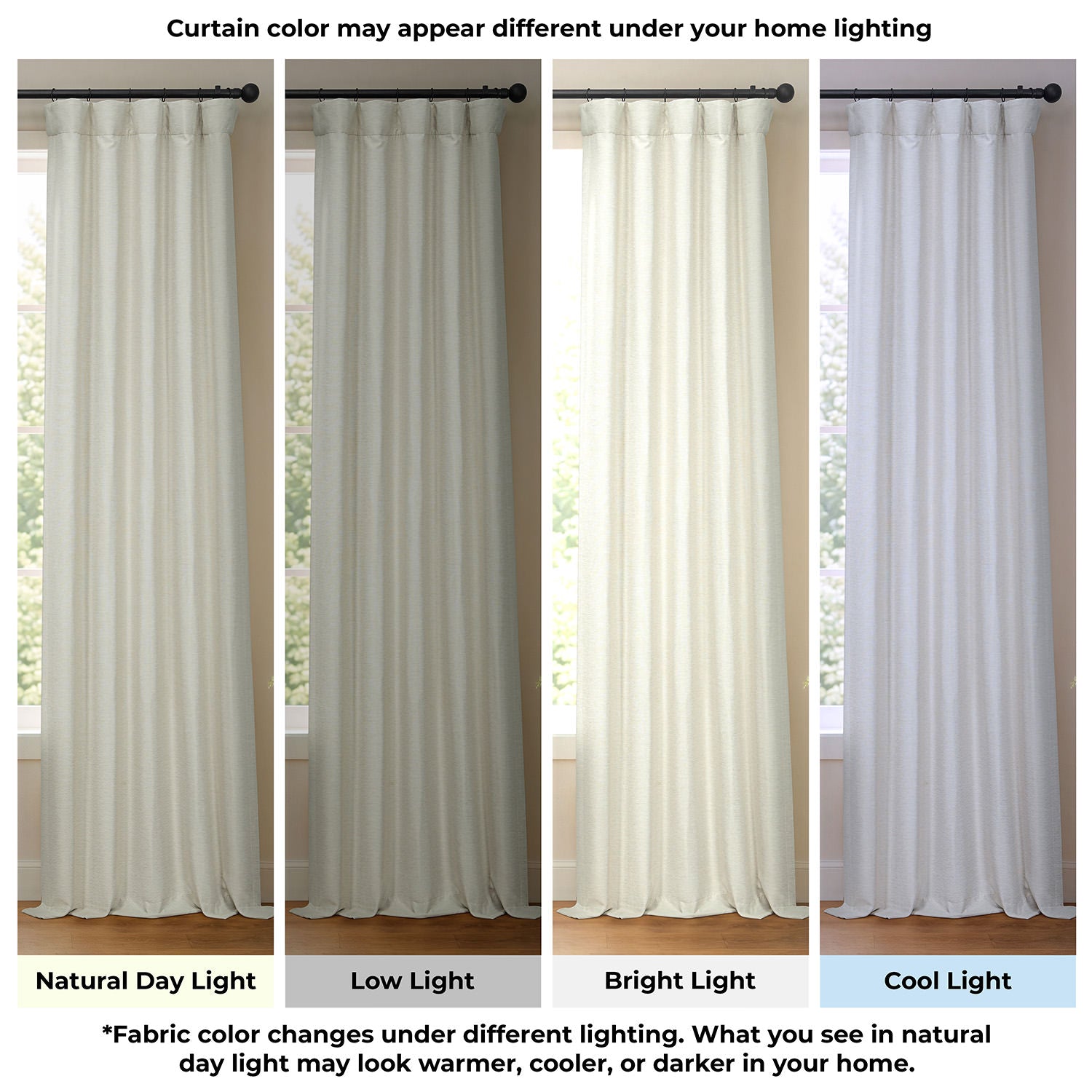 Oat Cream Bellino Textured Faux Linen Room Darkening Curtain