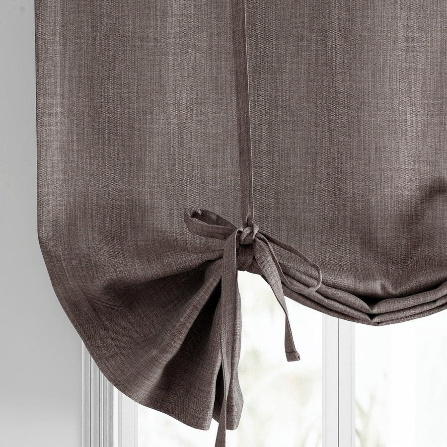 Mink Textured Faux Linen Tie-Up Window Shade - HalfPriceDrapes.com
