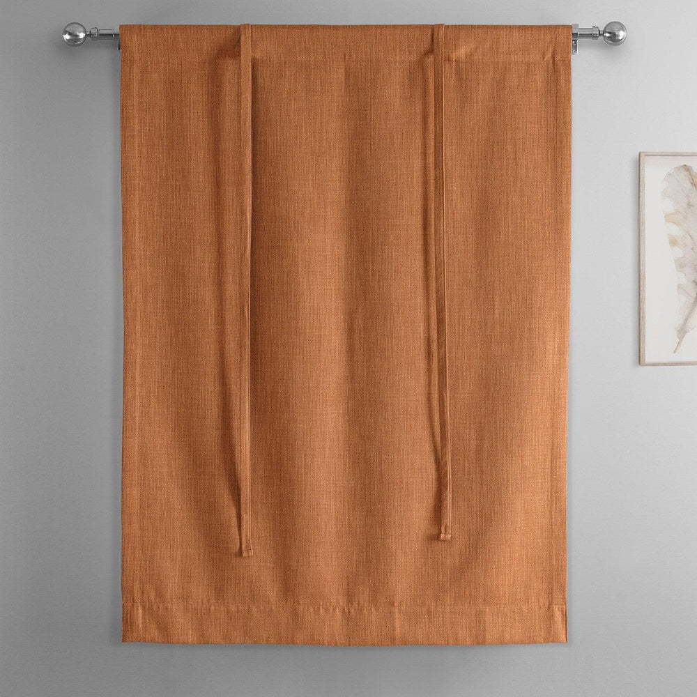 Desert Orange Textured Faux Linen Tie-Up Window Shade - HalfPriceDrapes.com