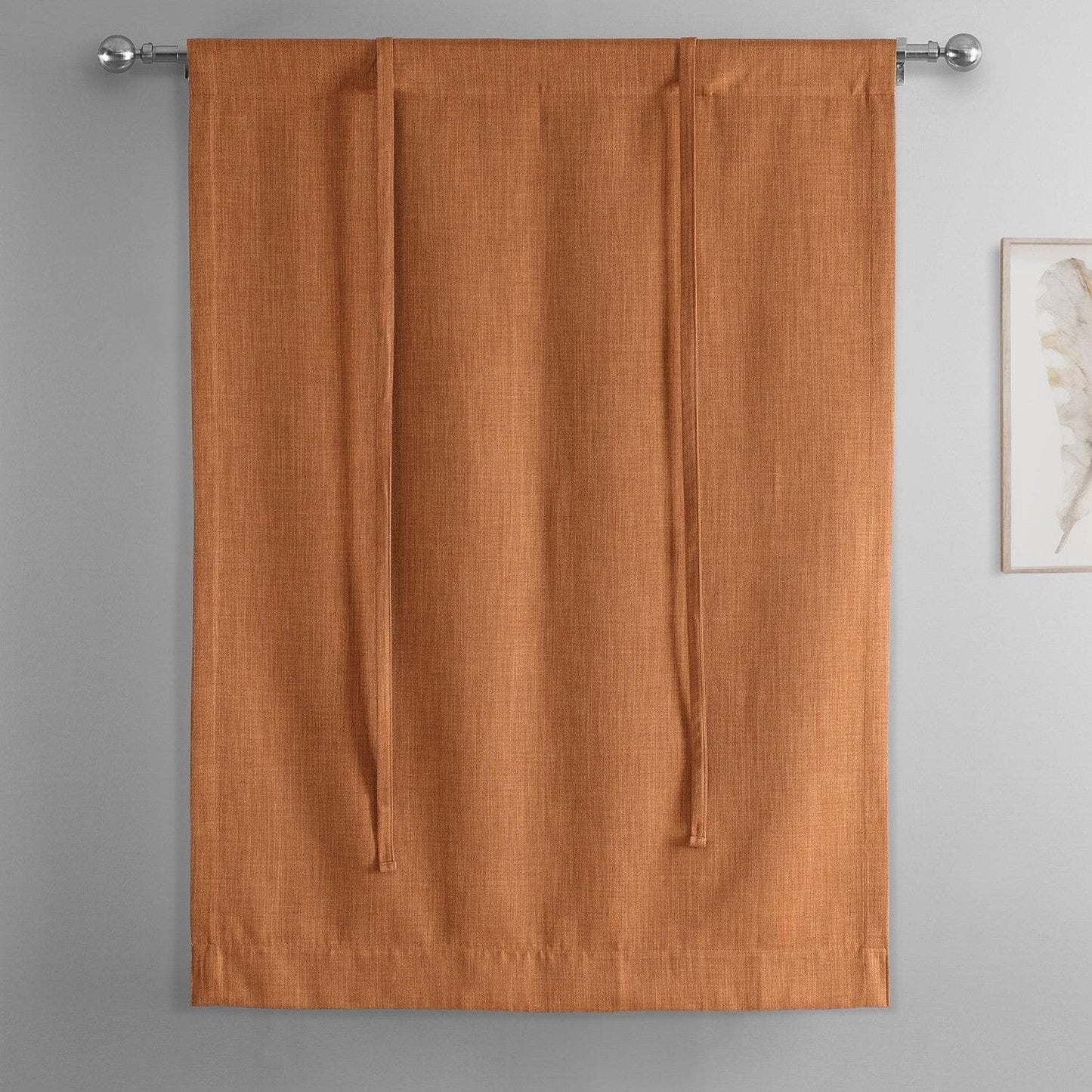 Desert Orange Textured Faux Linen Tie-Up Window Shade - HalfPriceDrapes.com