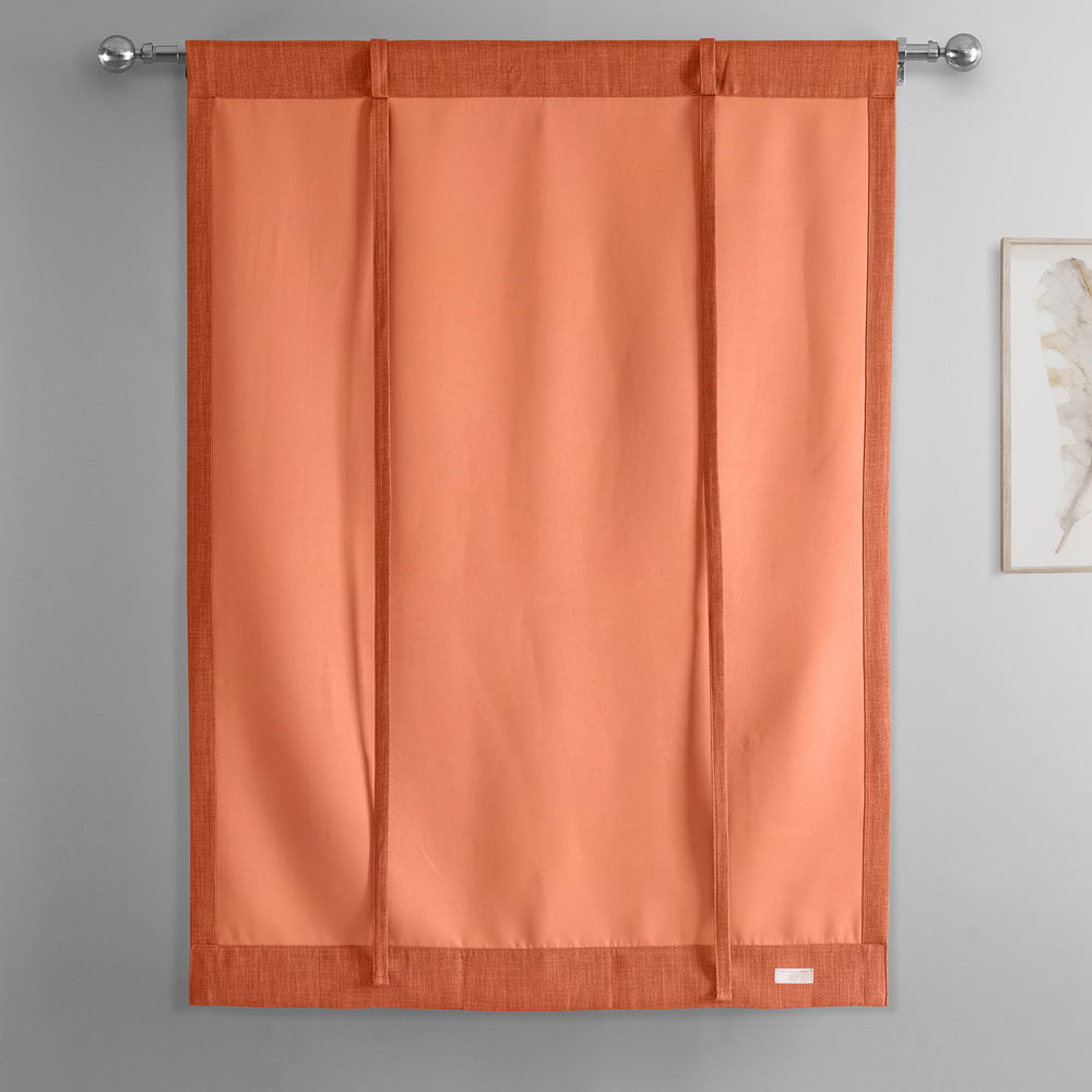 Desert Orange Textured Faux Linen Room Darkening Tie-Up Window Shade
