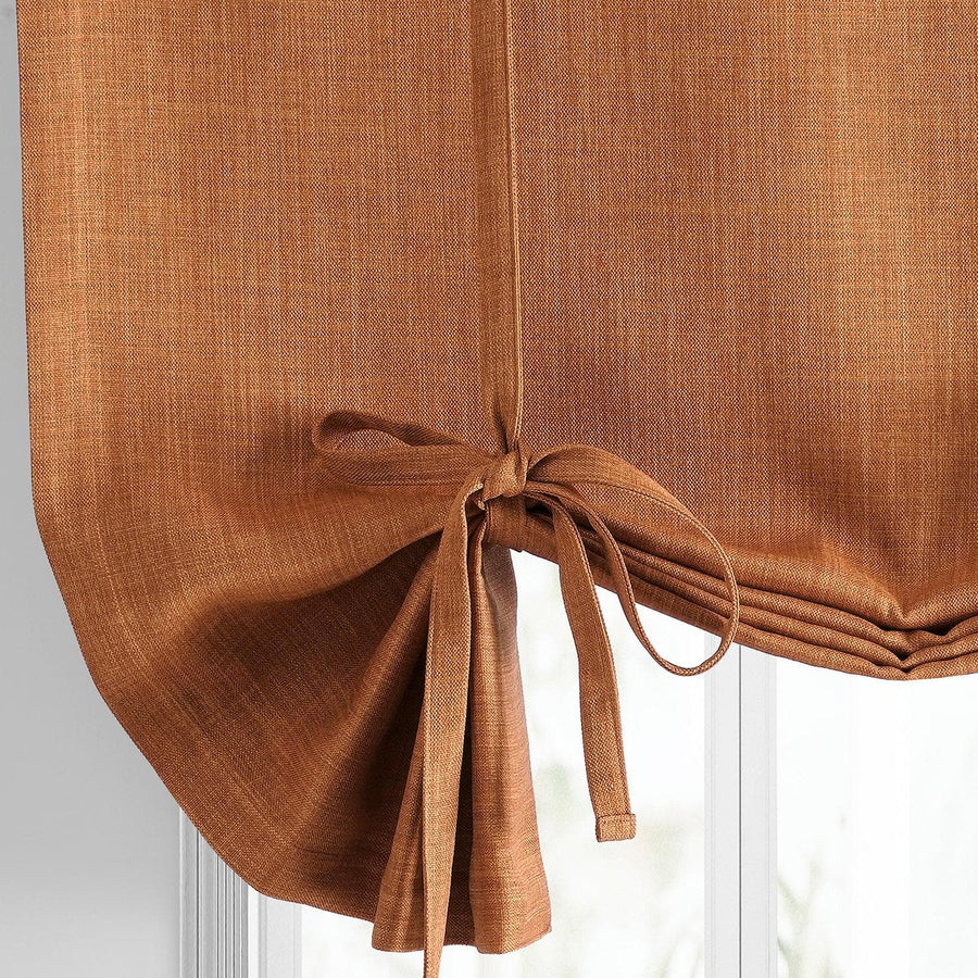 Desert Orange Textured Faux Linen Tie-Up Window Shade - HalfPriceDrapes.com