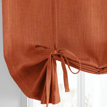Desert Orange Textured Faux Linen Room Darkening Tie-Up Window Shade