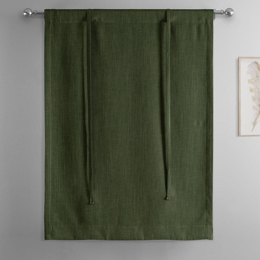 Tuscany Green Textured Faux Linen Tie-Up Window Shade - HalfPriceDrapes.com