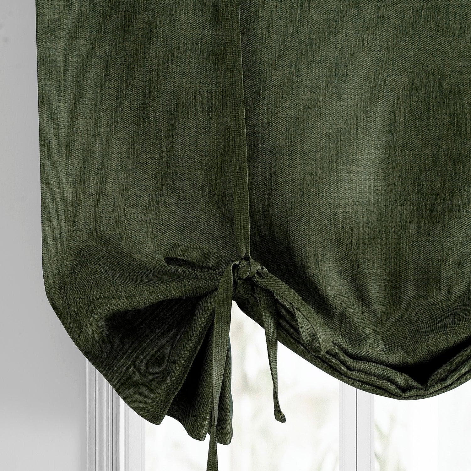 Tuscany Green Textured Faux Linen Tie-Up Window Shade - HalfPriceDrapes.com
