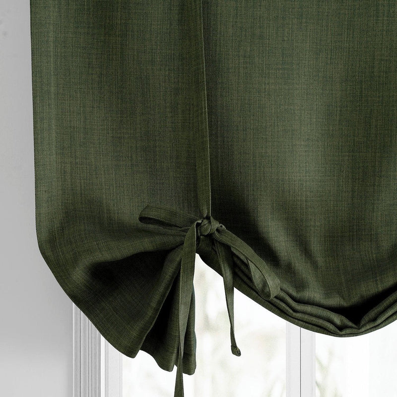 Tuscany Green Textured Faux Linen Tie-Up Window Shade - HalfPriceDrapes.com