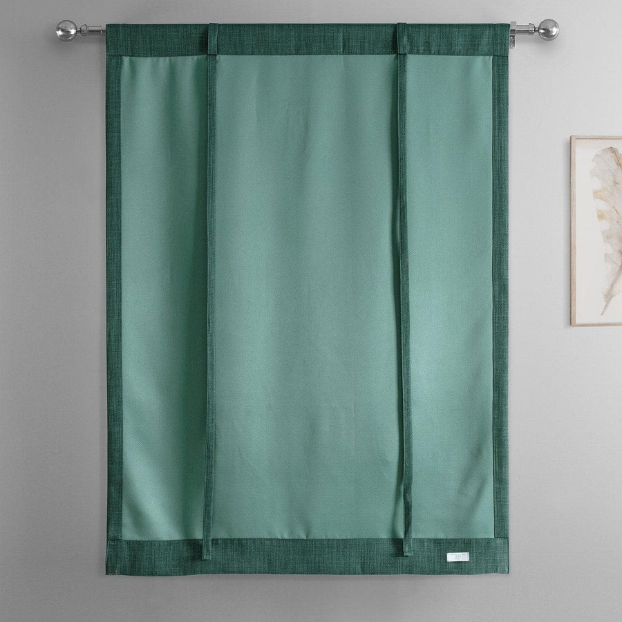 Slate Teal Green Textured Faux Linen Tie-Up Window Shade - HalfPriceDrapes.com