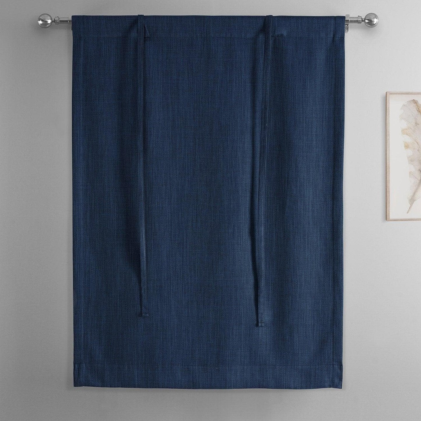 Indigo Textured Faux Linen Tie-Up Window Shade - HalfPriceDrapes.com