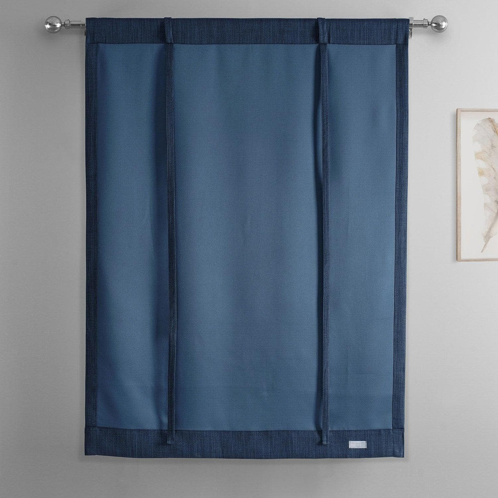 Indigo Textured Faux Linen Tie-Up Window Shade - HalfPriceDrapes.com