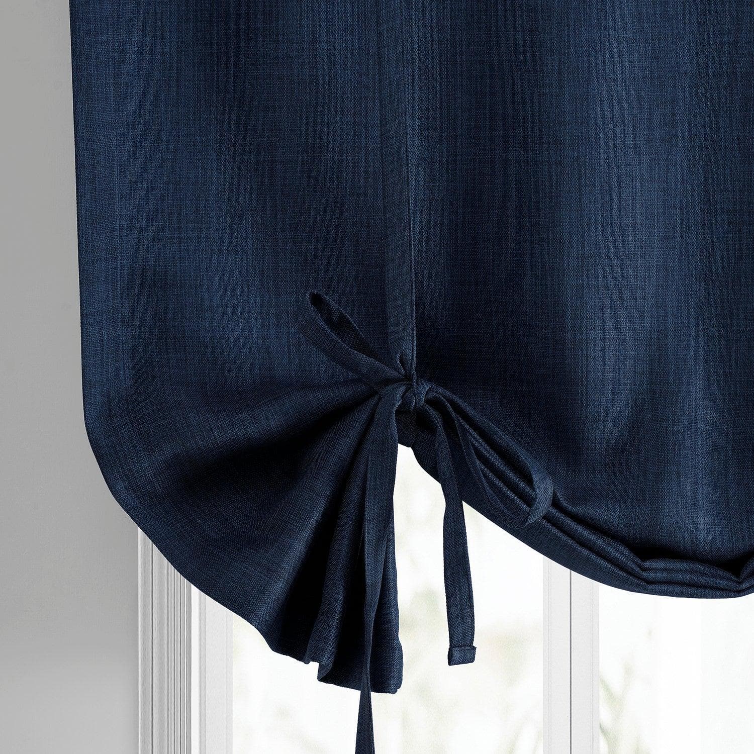 Indigo Textured Faux Linen Tie-Up Window Shade - HalfPriceDrapes.com