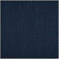 Indigo Textured Faux Linen Custom Curtain