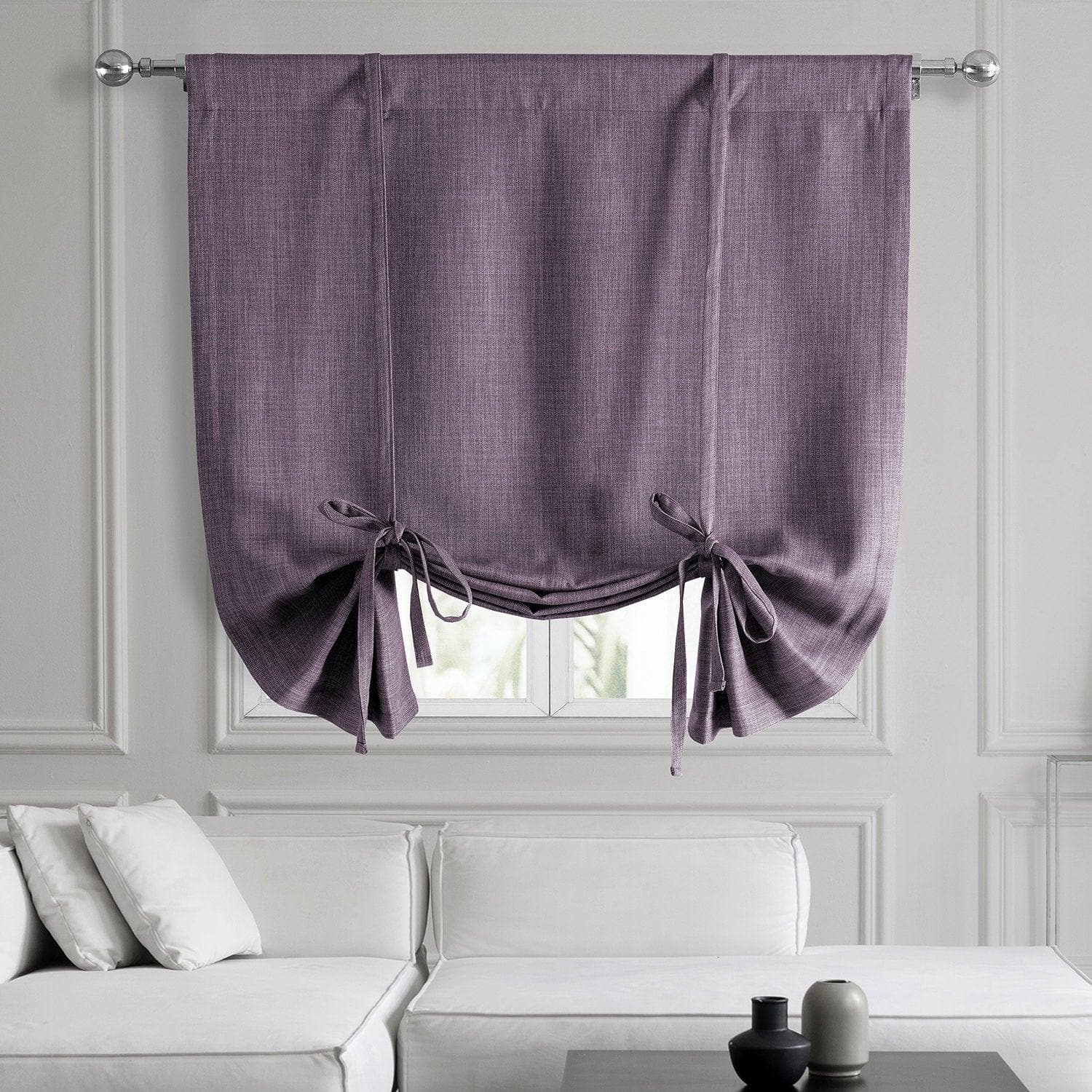 Iris Textured Faux Linen Tie-Up Window Shade - HalfPriceDrapes.com