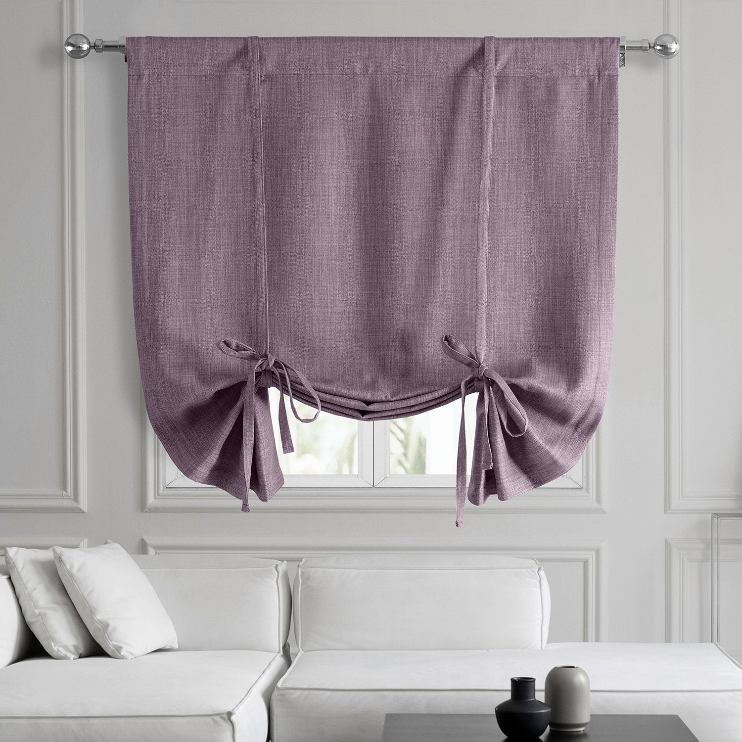 Iris Textured Faux Linen Room Darkening Tie-Up Window Shade