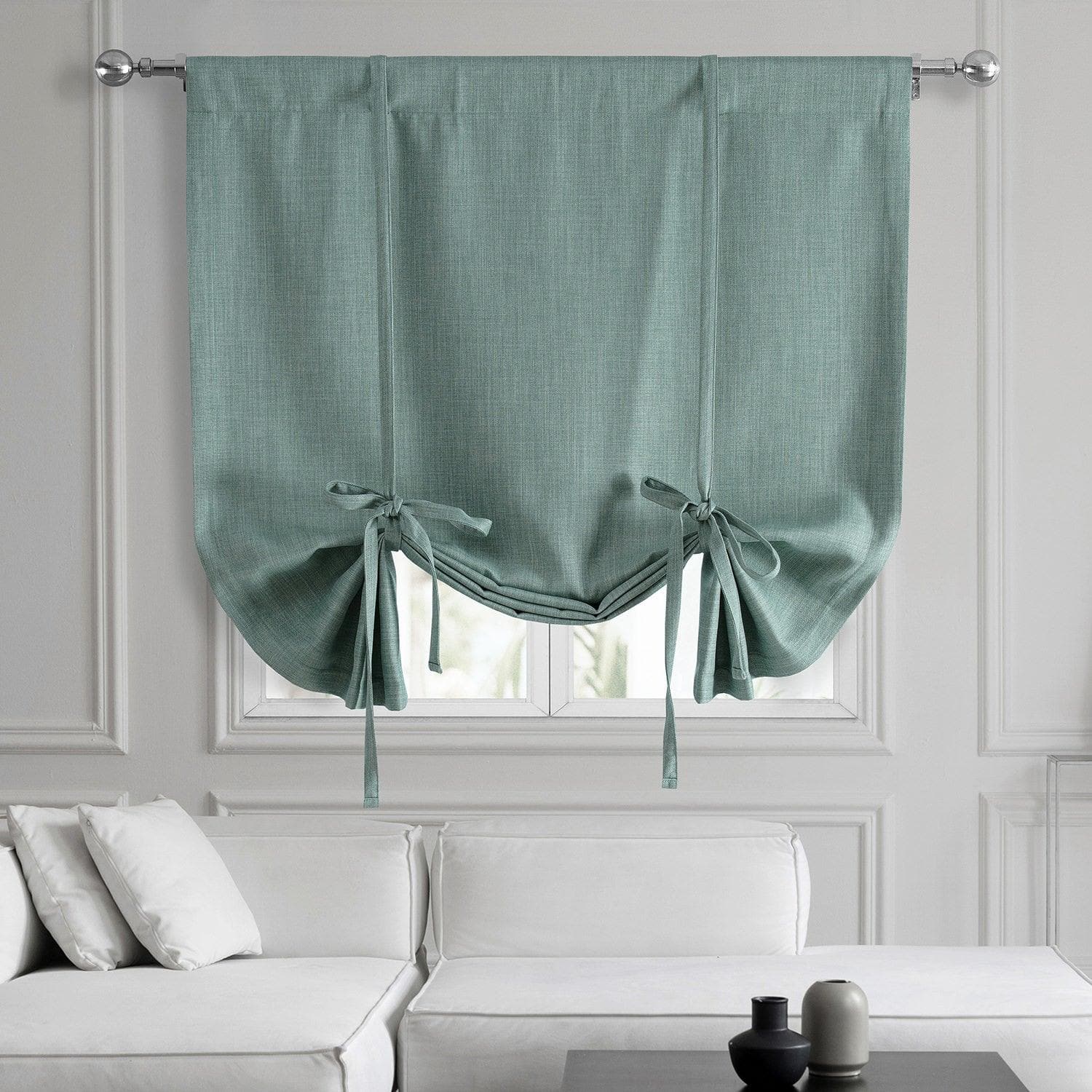 Sea Thistel Textured Faux Linen Tie-Up Window Shade - HalfPriceDrapes.com