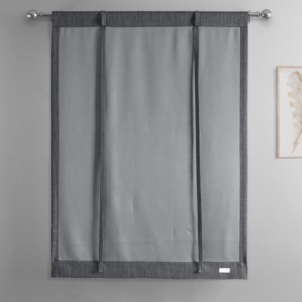 Dark Gravel Textured Faux Linen Tie-Up Window Shade - HalfPriceDrapes.com