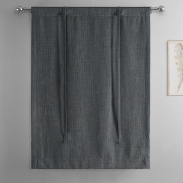 Dark Gravel Textured Faux Linen Room Darkening Tie-Up Window Shade