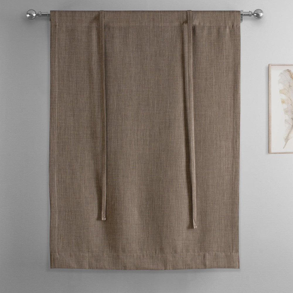 Dutch Cocoa Textured Faux Linen Tie-Up Window Shade - HalfPriceDrapes.com
