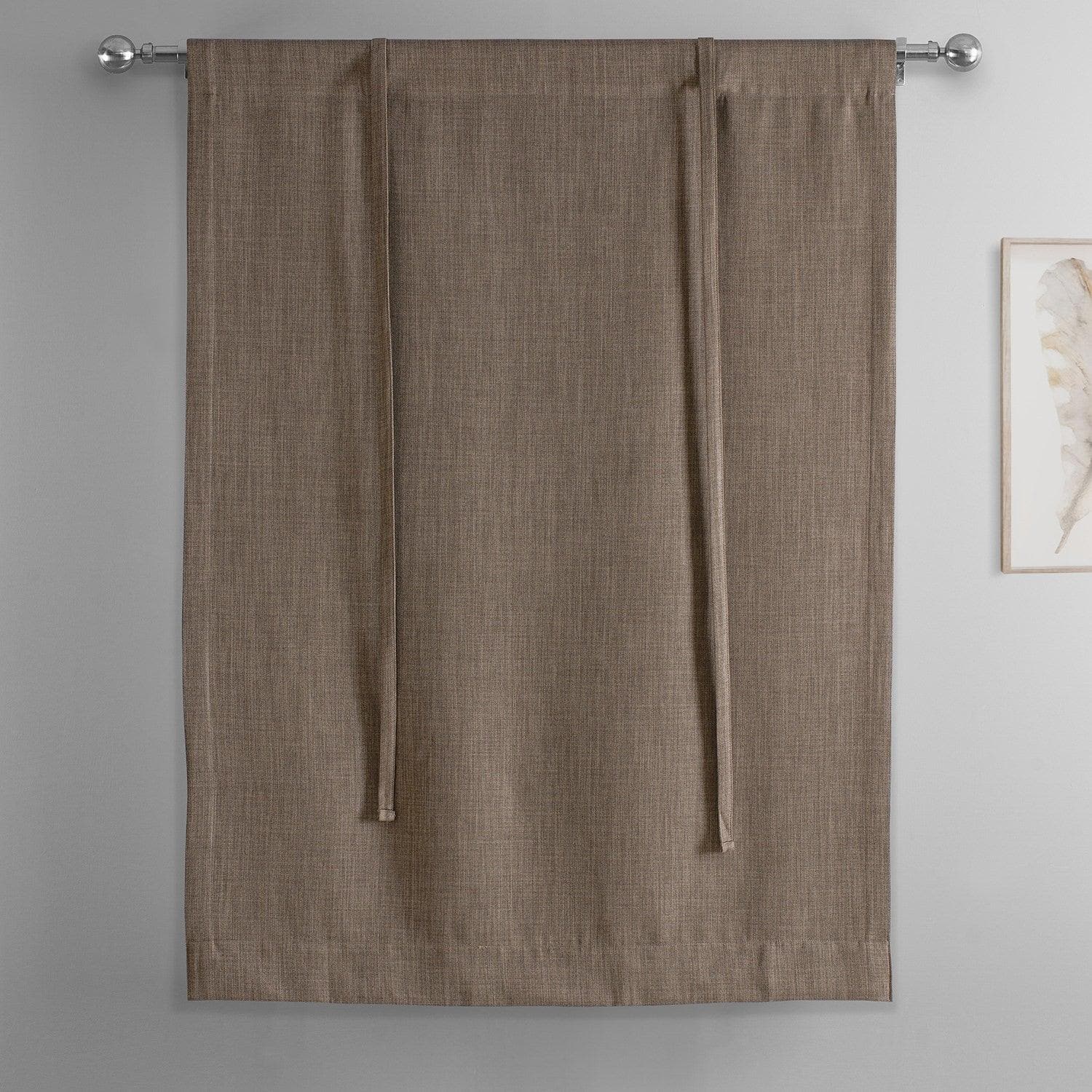 Dutch Cocoa Textured Faux Linen Tie-Up Window Shade - HalfPriceDrapes.com