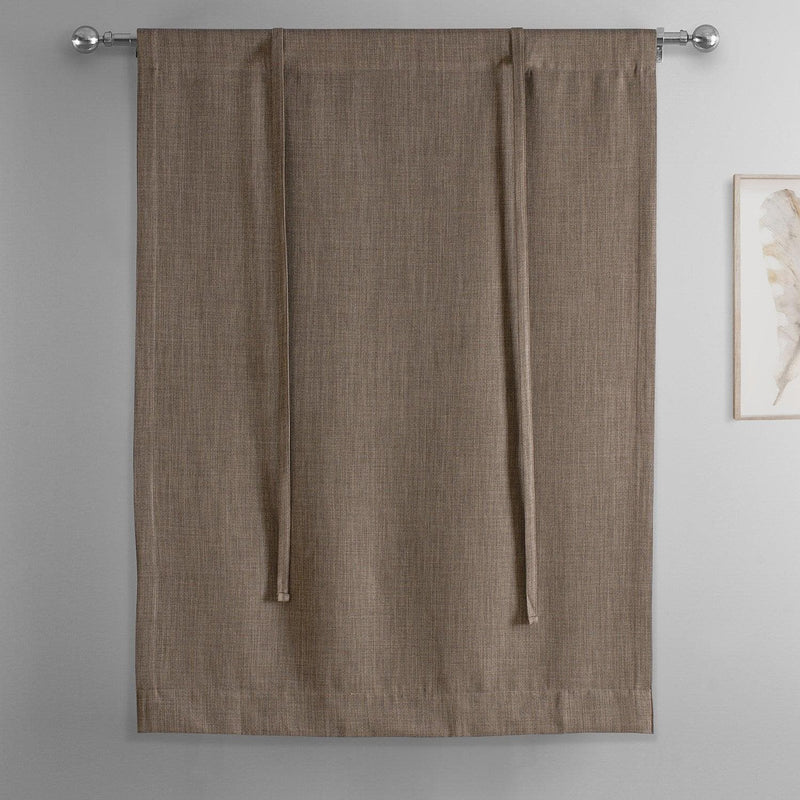 Dutch Cocoa Textured Faux Linen Tie-Up Window Shade - HalfPriceDrapes.com