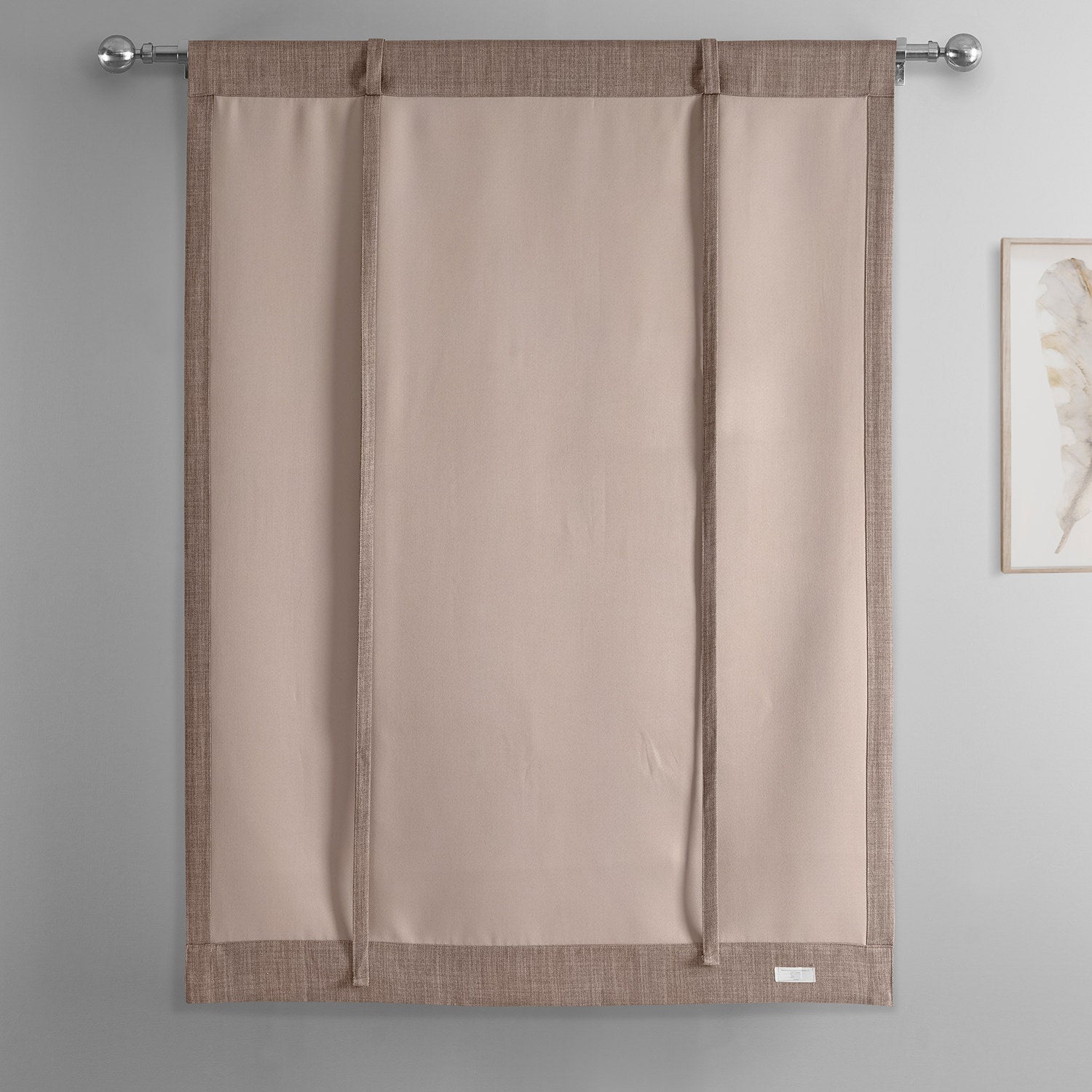Dutch Cocoa Textured Faux Linen Room Darkening Tie-Up Window Shade