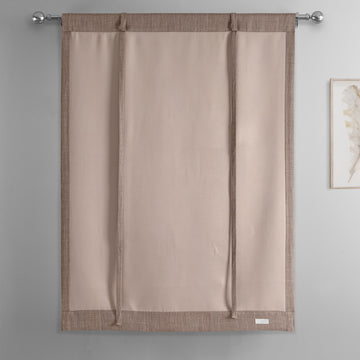 Dutch Cocoa Textured Faux Linen Room Darkening Tie-Up Window Shade