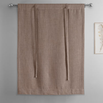 Dutch Cocoa Textured Faux Linen Room Darkening Tie-Up Window Shade