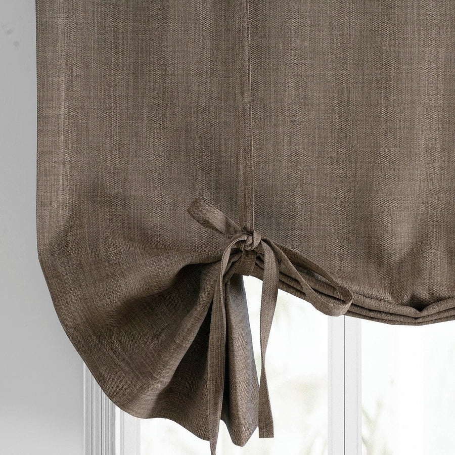 Dutch Cocoa Textured Faux Linen Tie-Up Window Shade - HalfPriceDrapes.com
