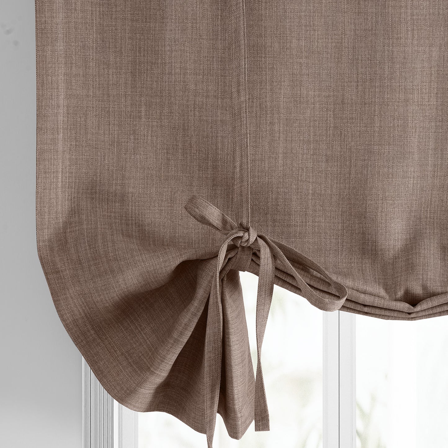 Dutch Cocoa Textured Faux Linen Room Darkening Tie-Up Window Shade