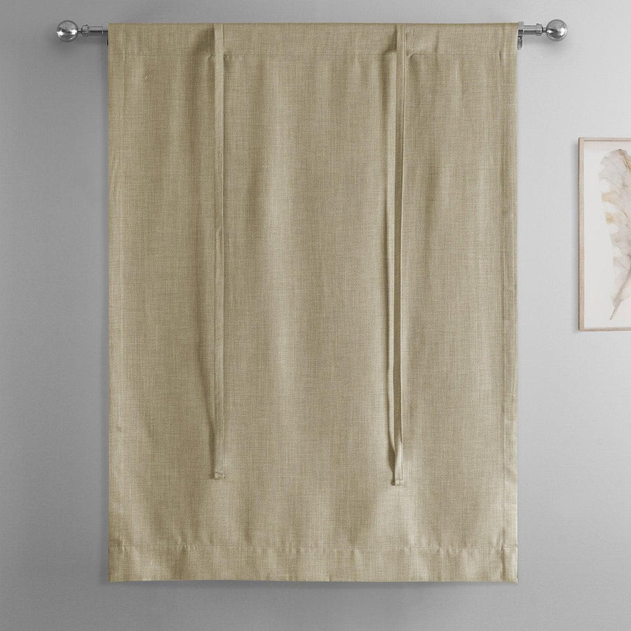 Thatched Tan Textured Faux Linen Tie-Up Window Shade - HalfPriceDrapes.com
