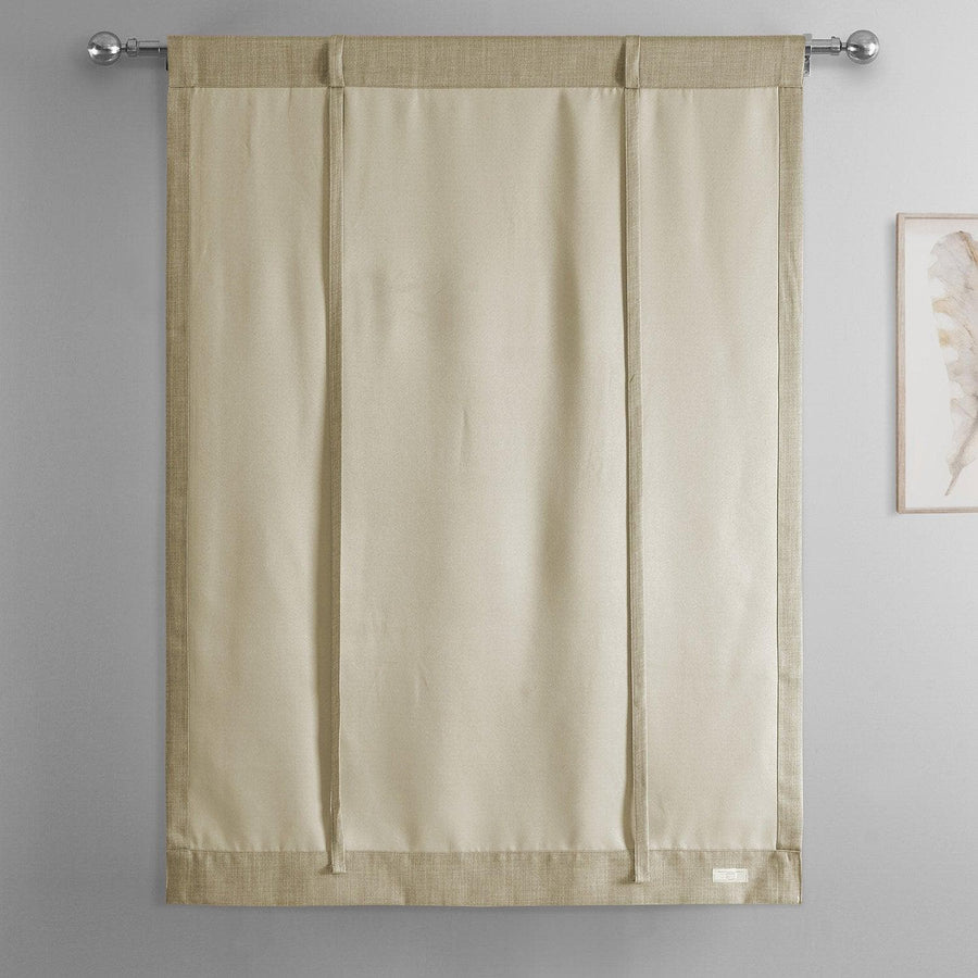 Thatched Tan Textured Faux Linen Tie-Up Window Shade - HalfPriceDrapes.com