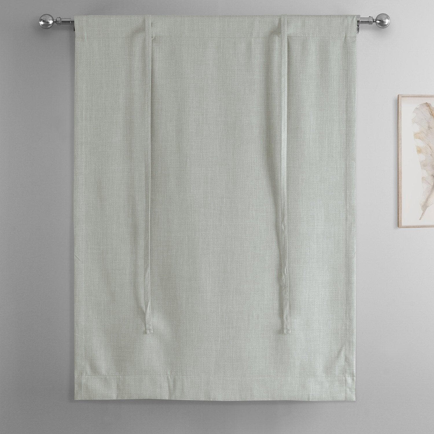 Oyster Textured Faux Linen Tie-Up Window Shade - HalfPriceDrapes.com