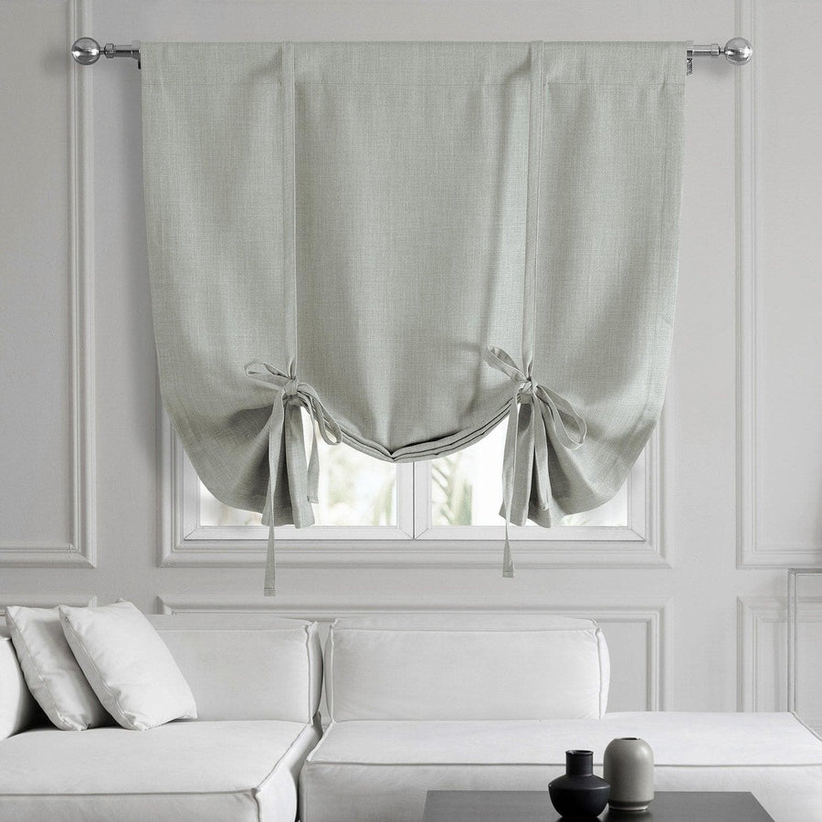 Oyster Textured Faux Linen Tie-Up Window Shade - HalfPriceDrapes.com