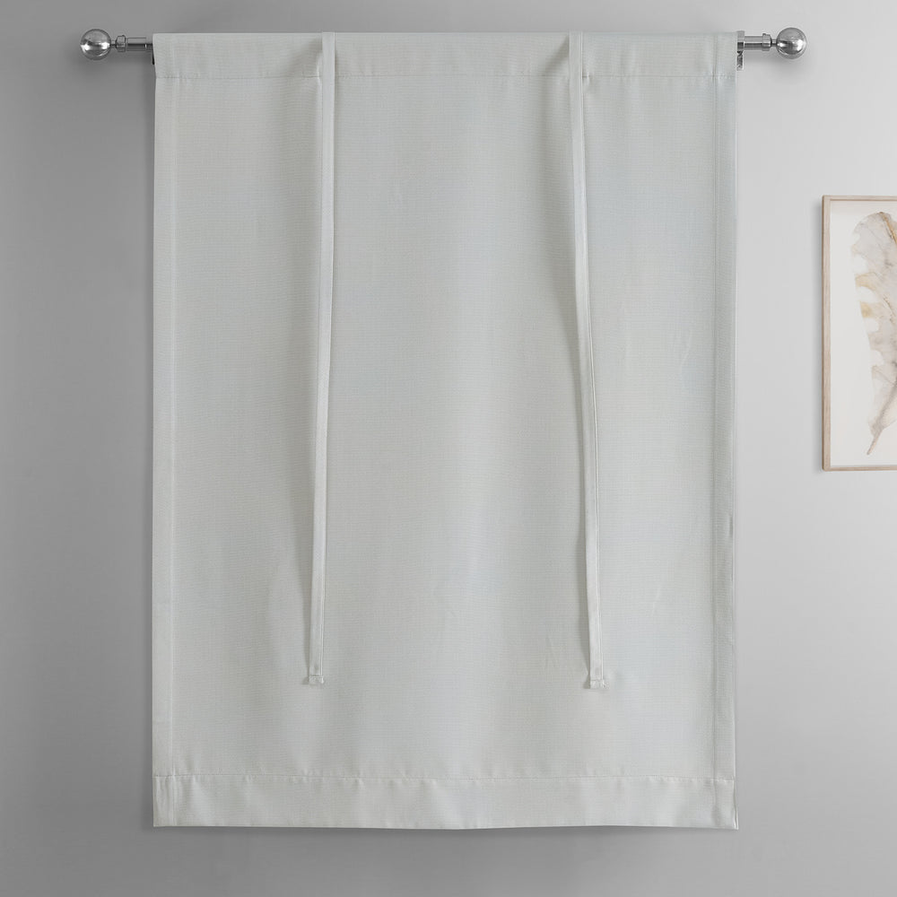 Oyster Mist Textured Faux Linen Room Darkening Tie-Up Window Shade