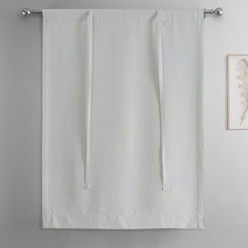Oyster Mist Textured Faux Linen Room Darkening Tie-Up Window Shade
