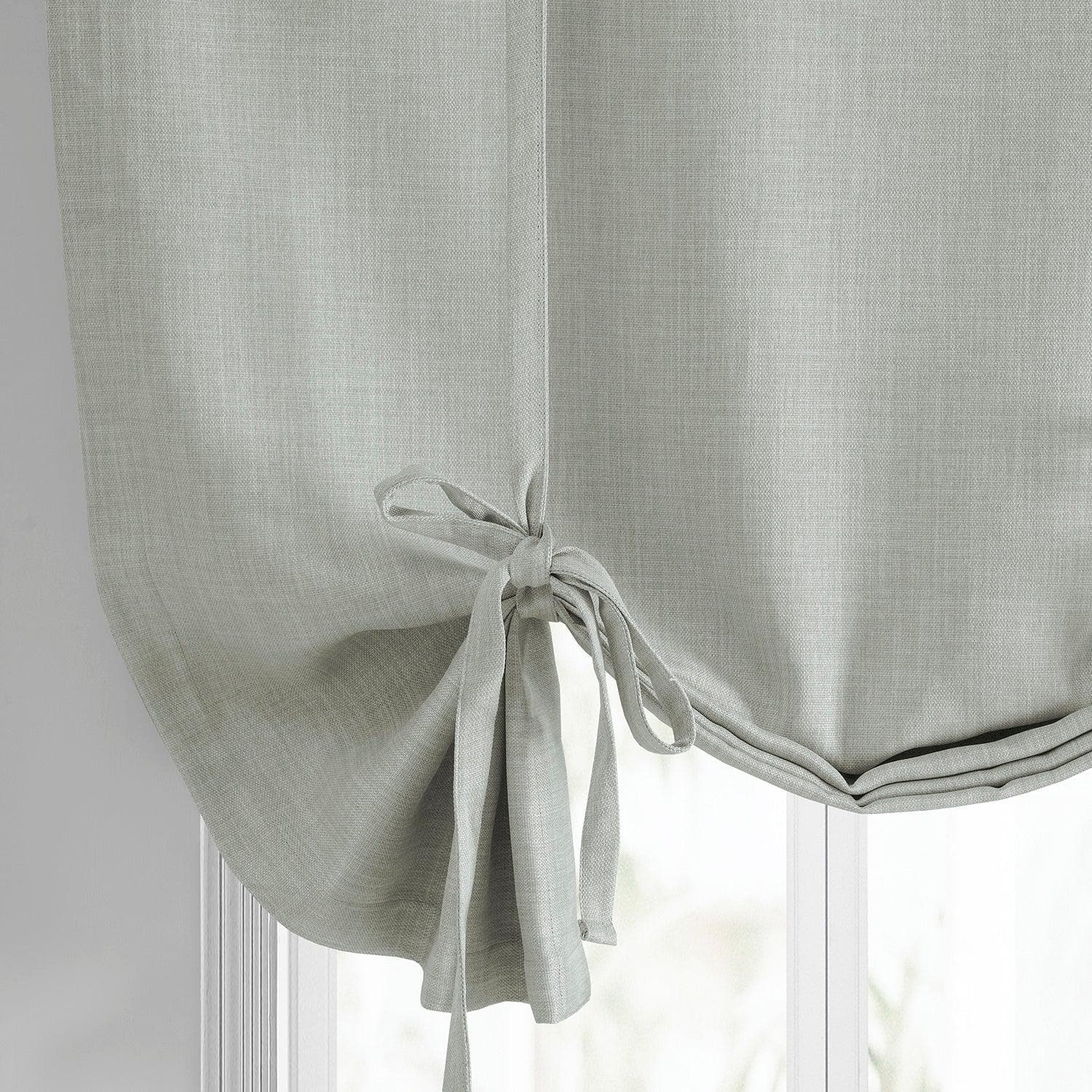 Oyster Textured Faux Linen Tie-Up Window Shade - HalfPriceDrapes.com