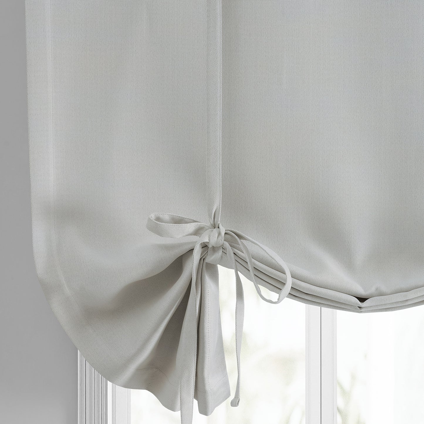 Oyster Mist Textured Faux Linen Room Darkening Tie-Up Window Shade