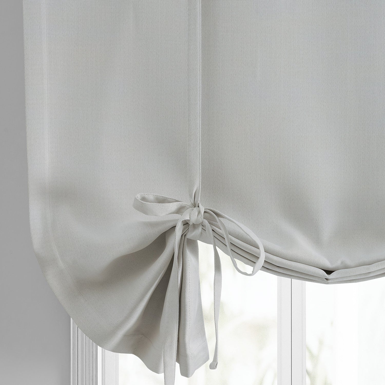 Oyster Mist Textured Faux Linen Room Darkening Tie-Up Window Shade