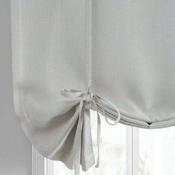 Oyster Mist Textured Faux Linen Room Darkening Tie-Up Window Shade