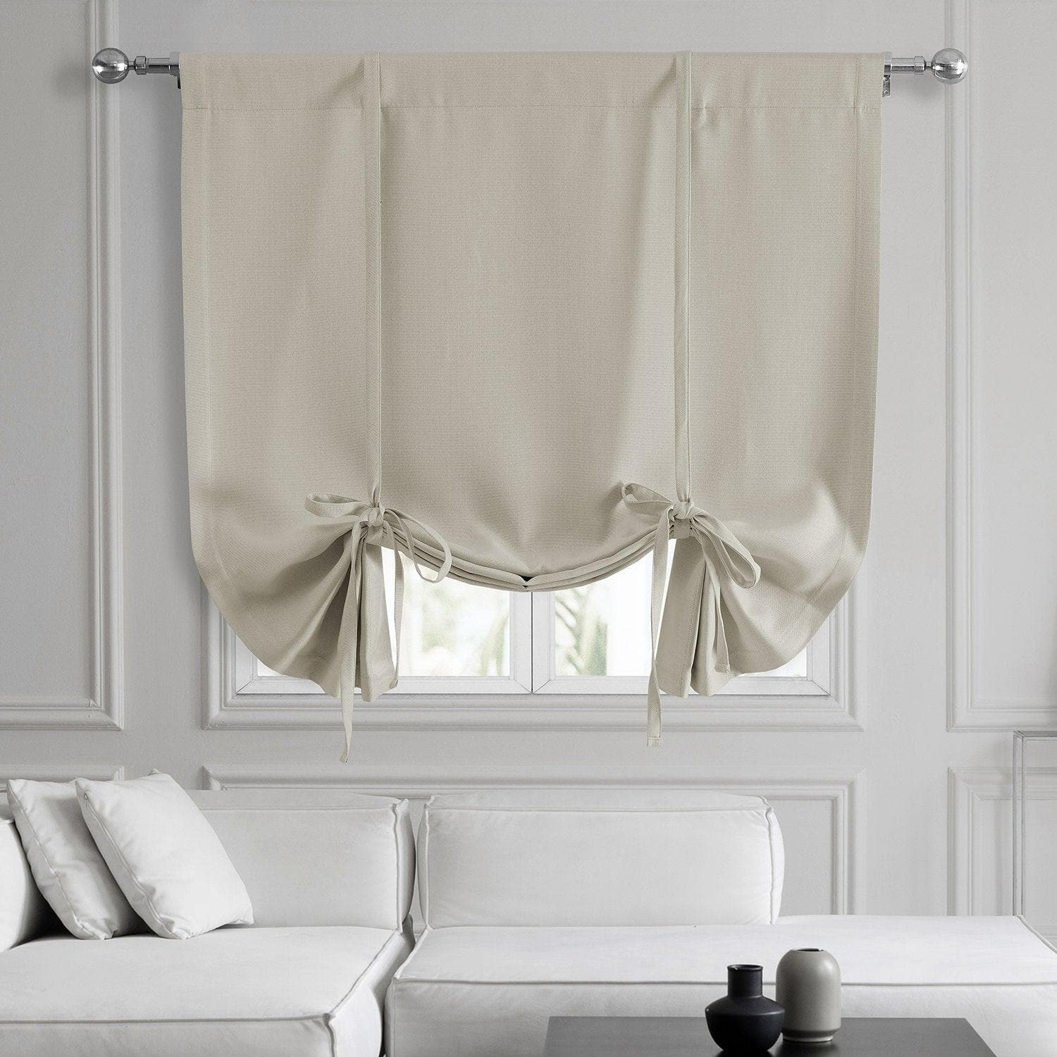 Birch Textured Faux Linen Tie-Up Window Shade - HalfPriceDrapes.com