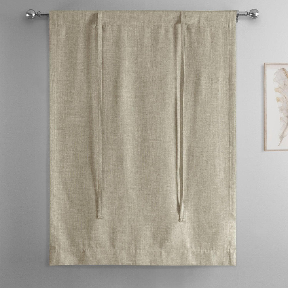 Oatmeal Textured Faux Linen Tie-Up Window Shade - HalfPriceDrapes.com