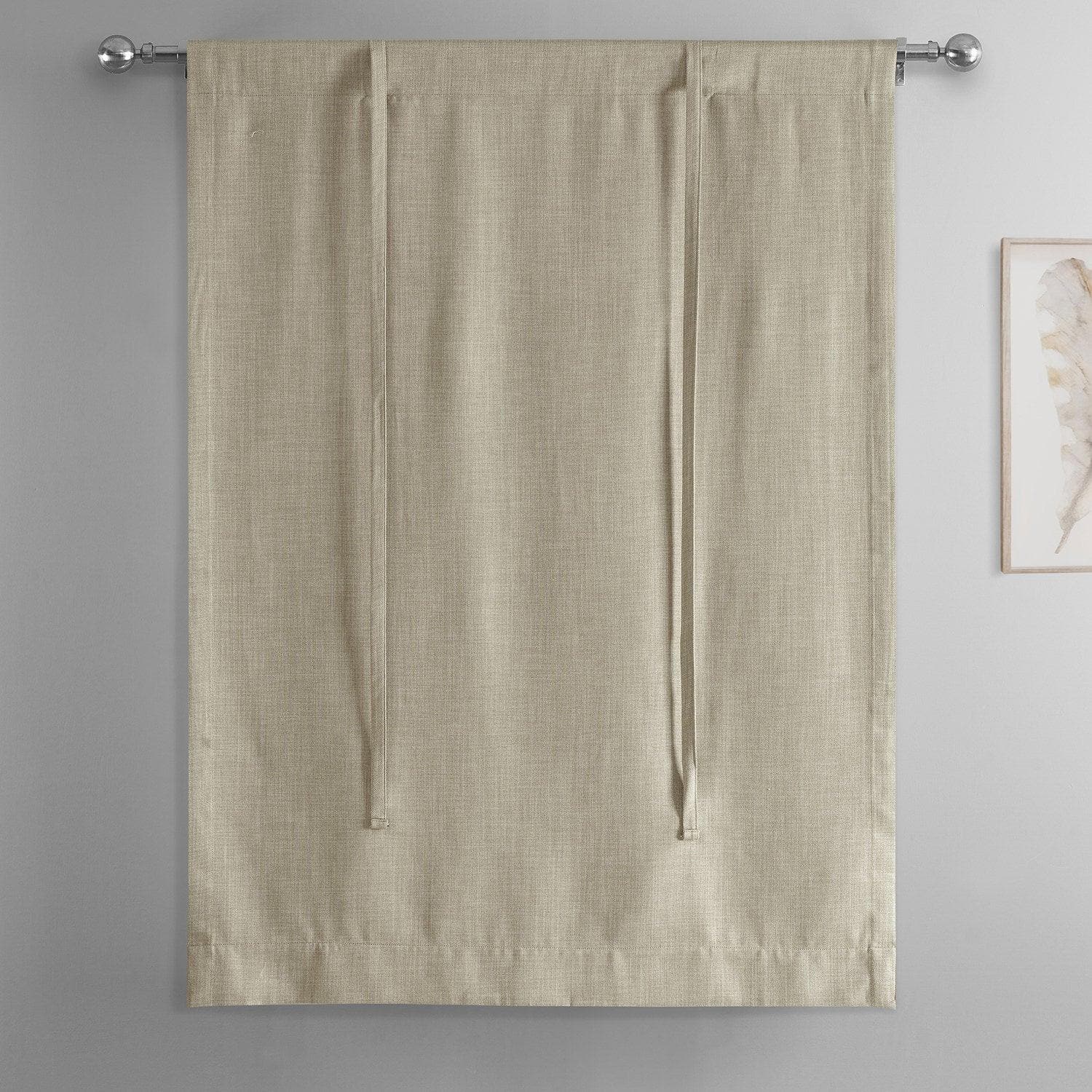 Oatmeal Textured Faux Linen Tie-Up Window Shade - HalfPriceDrapes.com