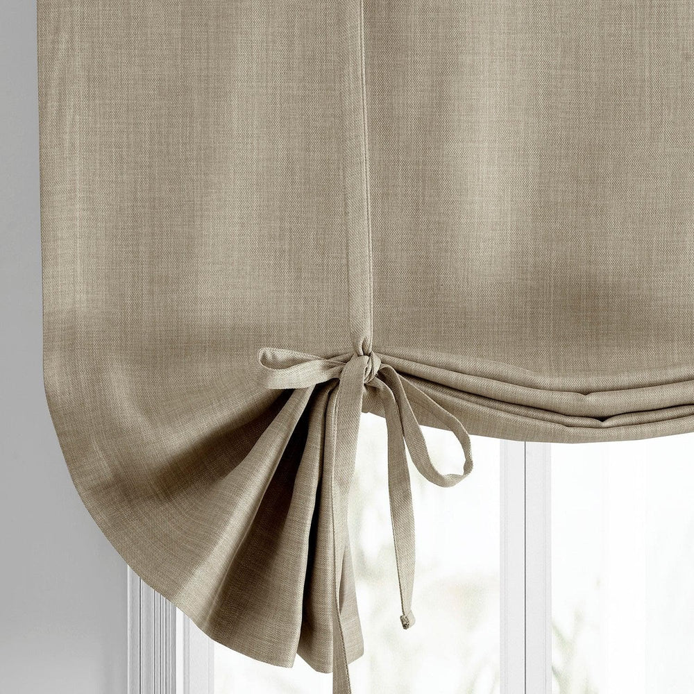 Oatmeal Textured Faux Linen Tie-Up Window Shade - HalfPriceDrapes.com