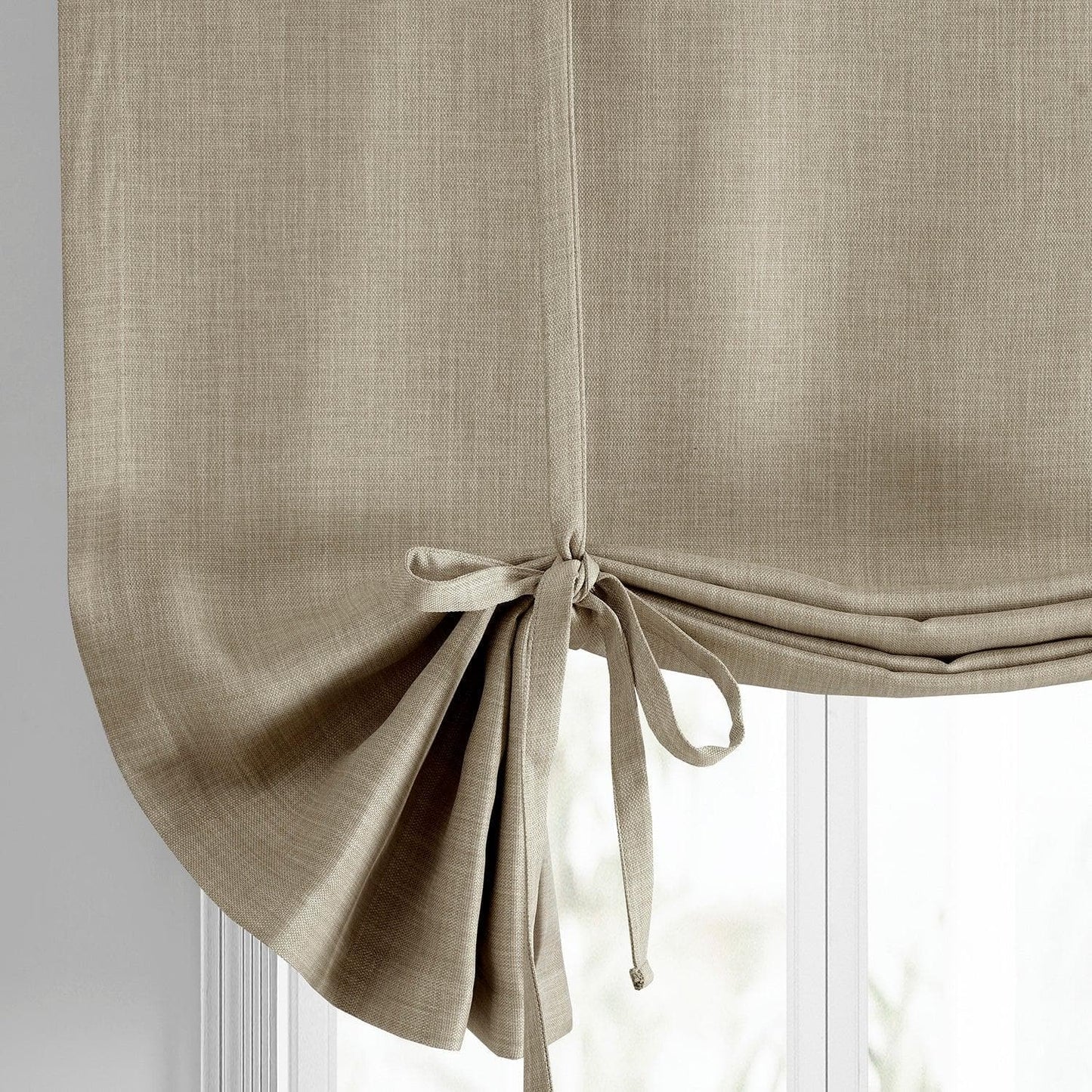 Oatmeal Textured Faux Linen Tie-Up Window Shade - HalfPriceDrapes.com