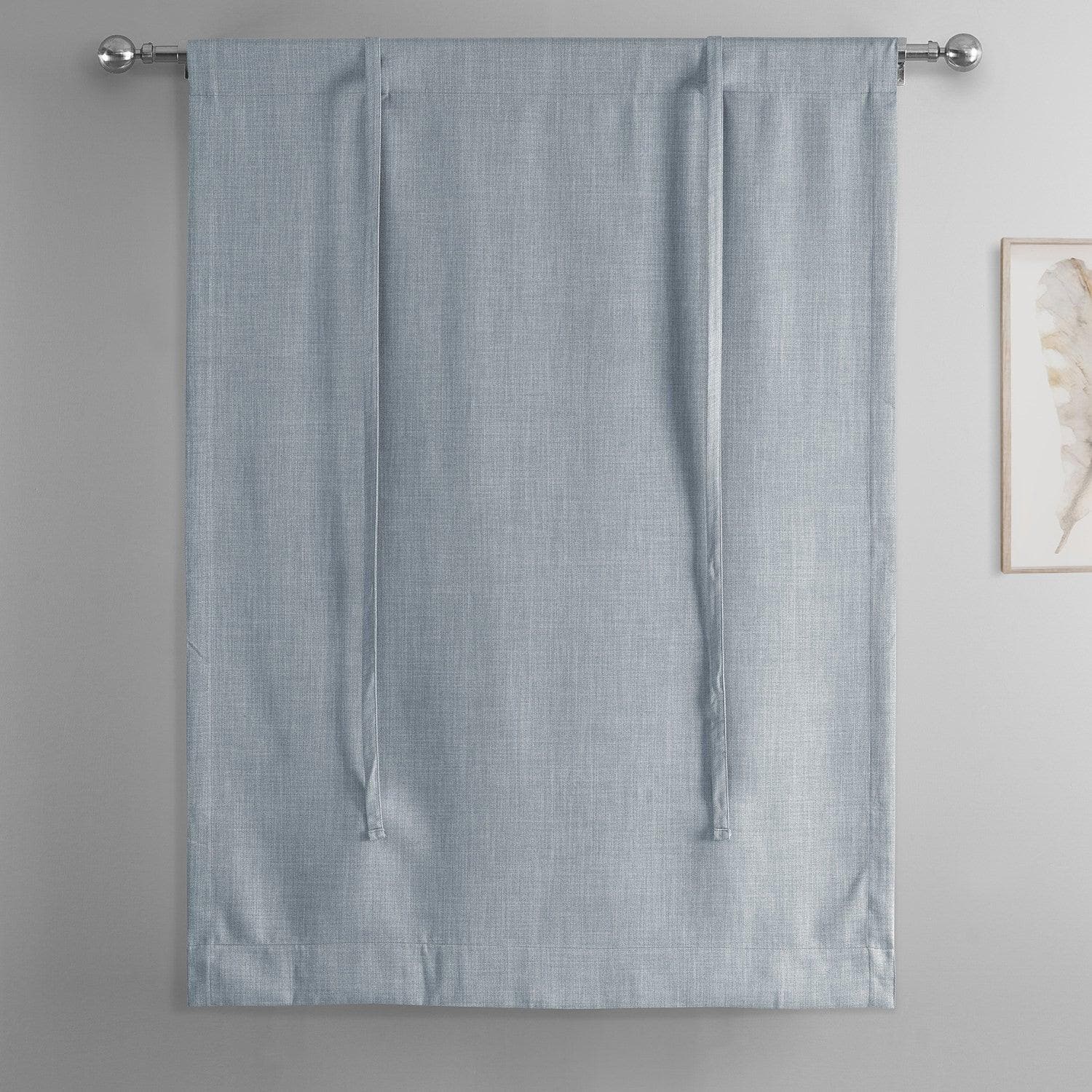 Heather Grey Textured Faux Linen Tie-Up Window Shade - HalfPriceDrapes.com